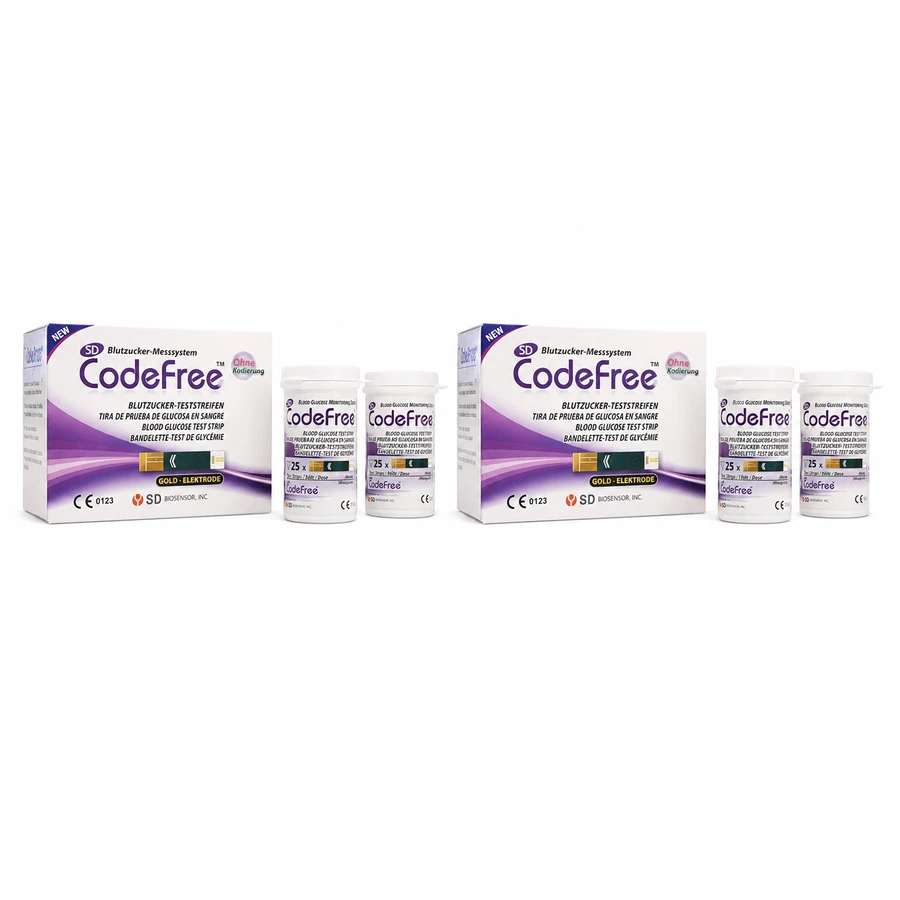 CodeFree-bloedglucoseteststrips, 2 verpakkingen van 50 stuks, D&G Group