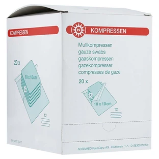 Noba gaaskompressen steriel, 12-voudig, à 5, 10 x 10 cm 20X5 st.