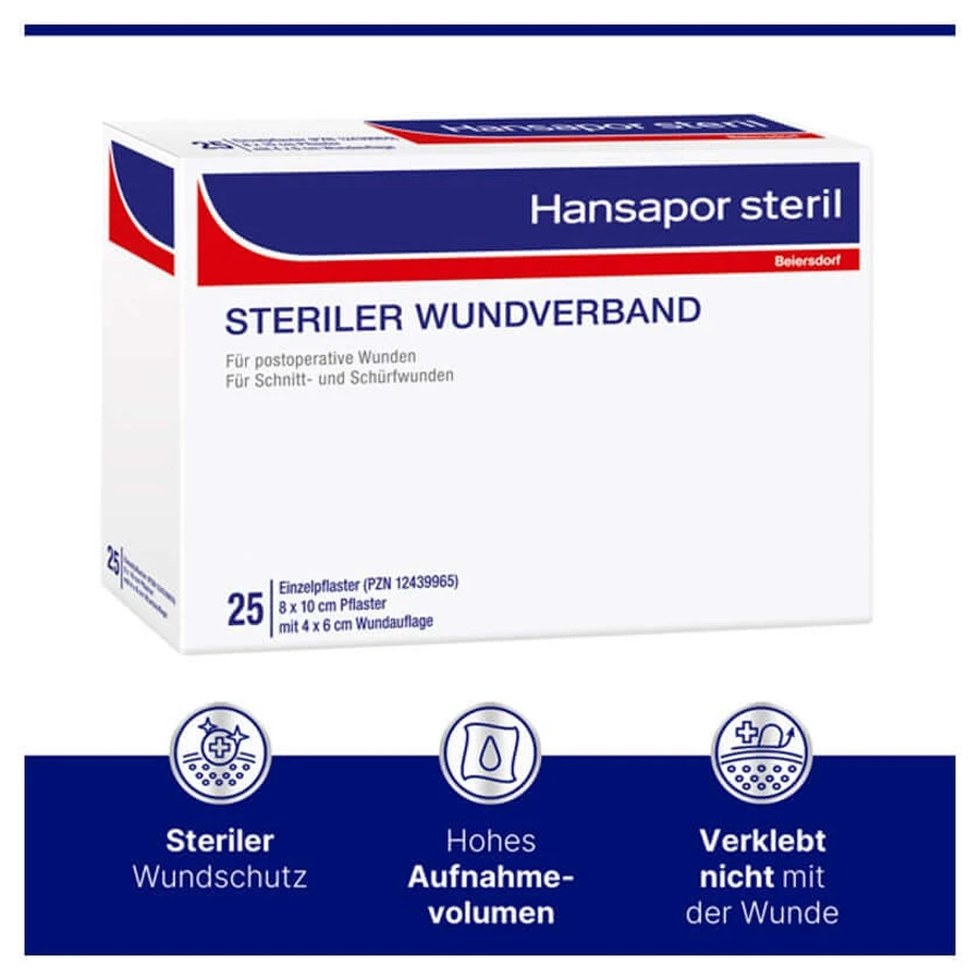 Hansapor Apósito estéril para heridas 6 x 7 cm 25 uds.