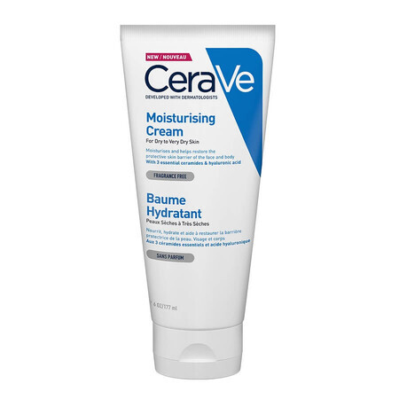 CeraVe Crema Corpo Idratante Pelle Molto Secca, 177 ml