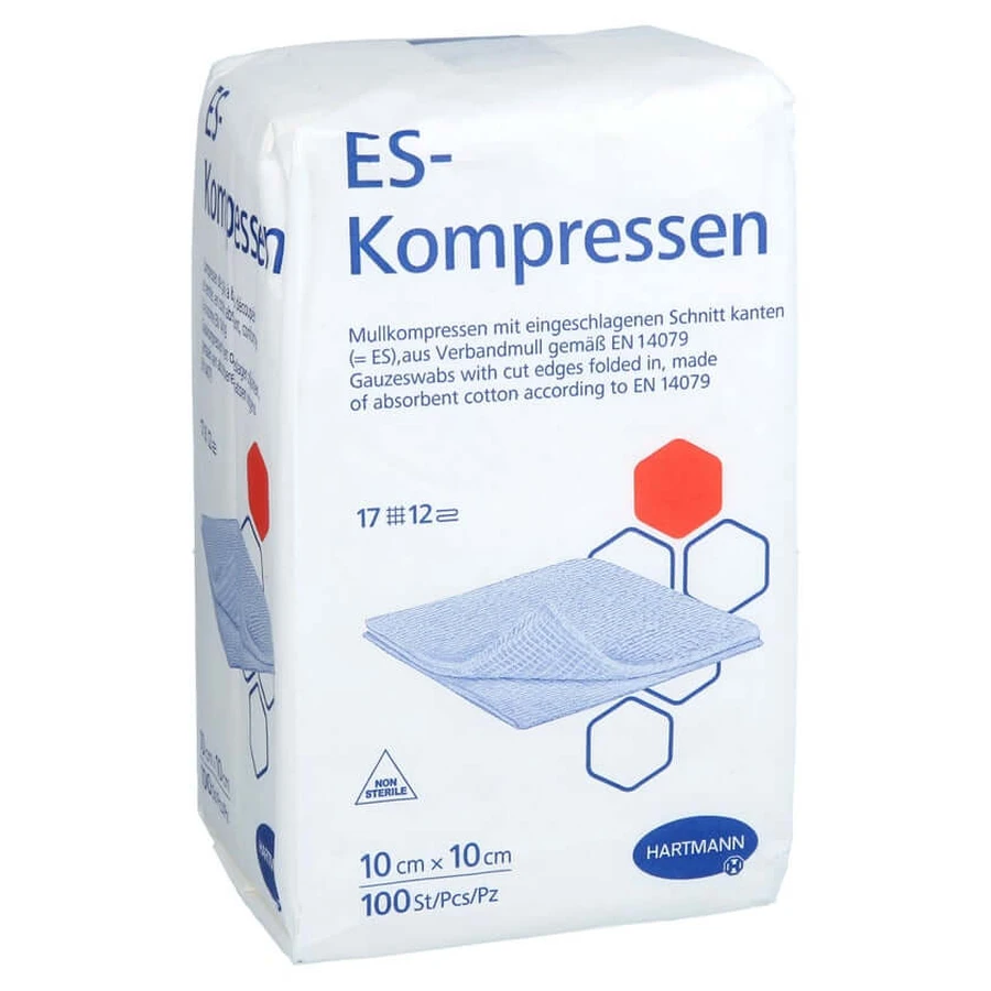 Es-compresas no estériles 10x10 cm 12 pliegues 100 uds.