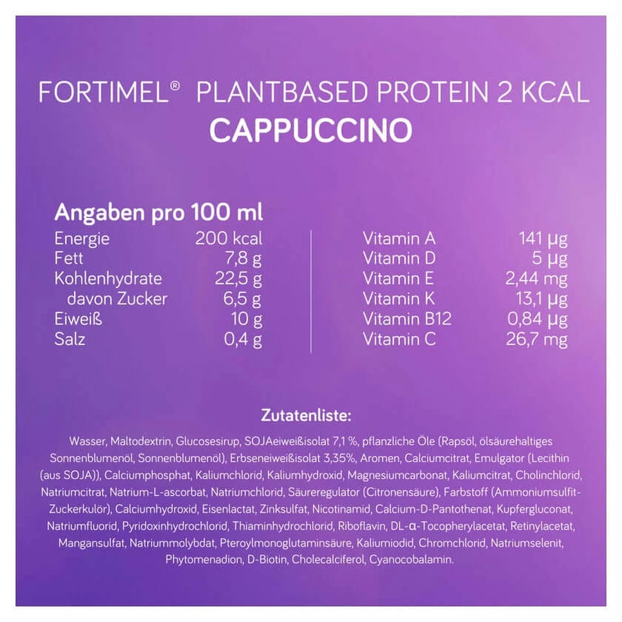 Fortimel Plantbased Protein 2 Kcal Cappuccino 4X200 ml