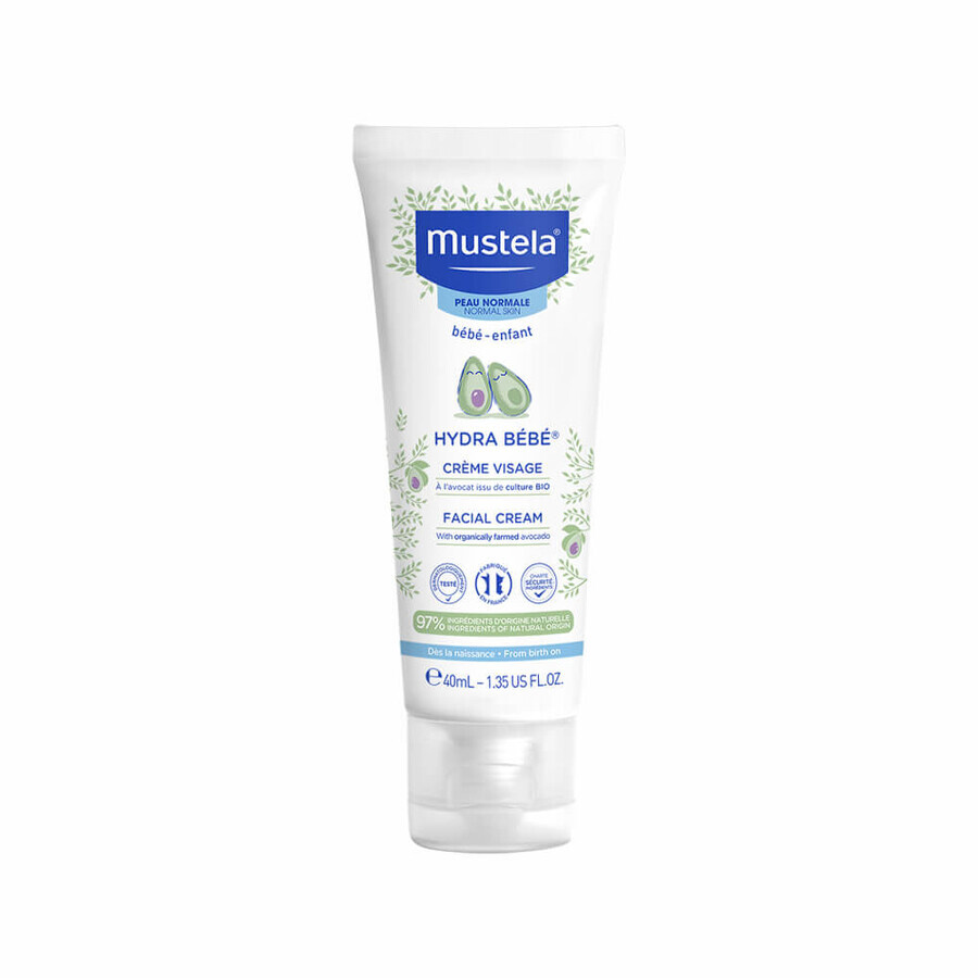 Hydra Baby Crème hydratante pour peau normale, 40 ml, Mustela