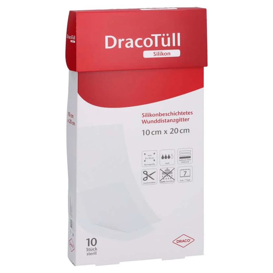 DracotÜll Silik.10x20cm Silikonbesch.wundkont.aufl 10 St