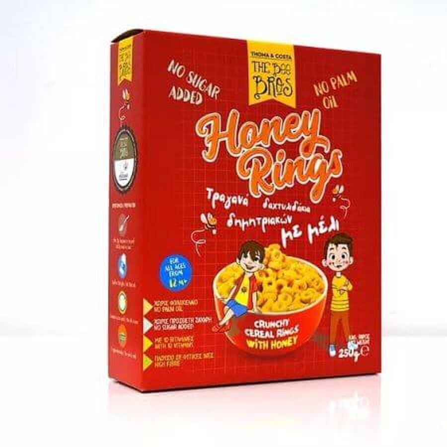 Crunchy ringed cereal with honey and vitamins, 12 months+, 250 gr, The Bee Bros