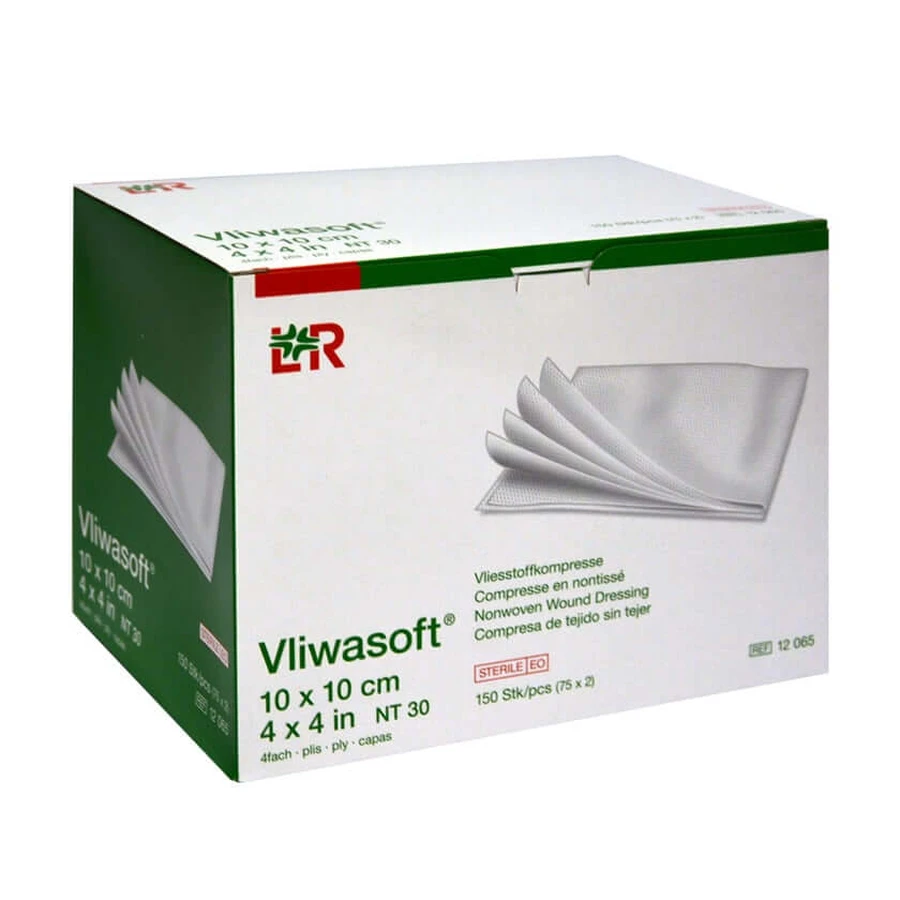 Kompresy włókninowe Vliwasoft sterylne 10x10 c 150 szt.: ceny i cechy