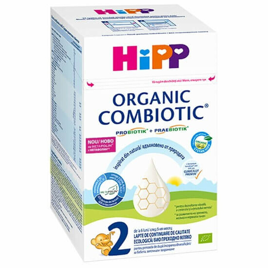 Lait de suite en poudre Organic Combiotic 2, +6 mois, 800 gr, Hipp 
