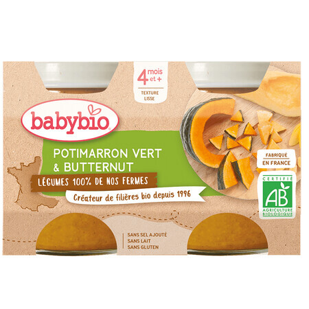 Purée de potiron vert et de courge butternut, BabyBio