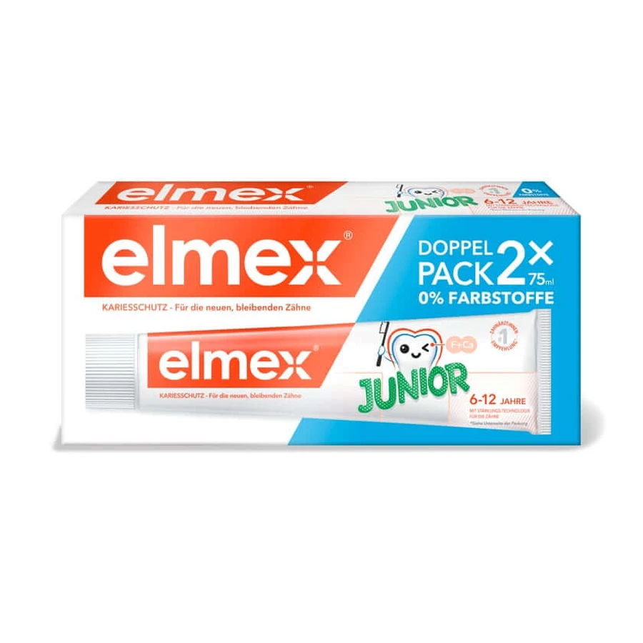 Pasta do zębów elmex Junior dla dzieci w wieku 6–12 lat, 2 x 75 ml: ceny i cechy