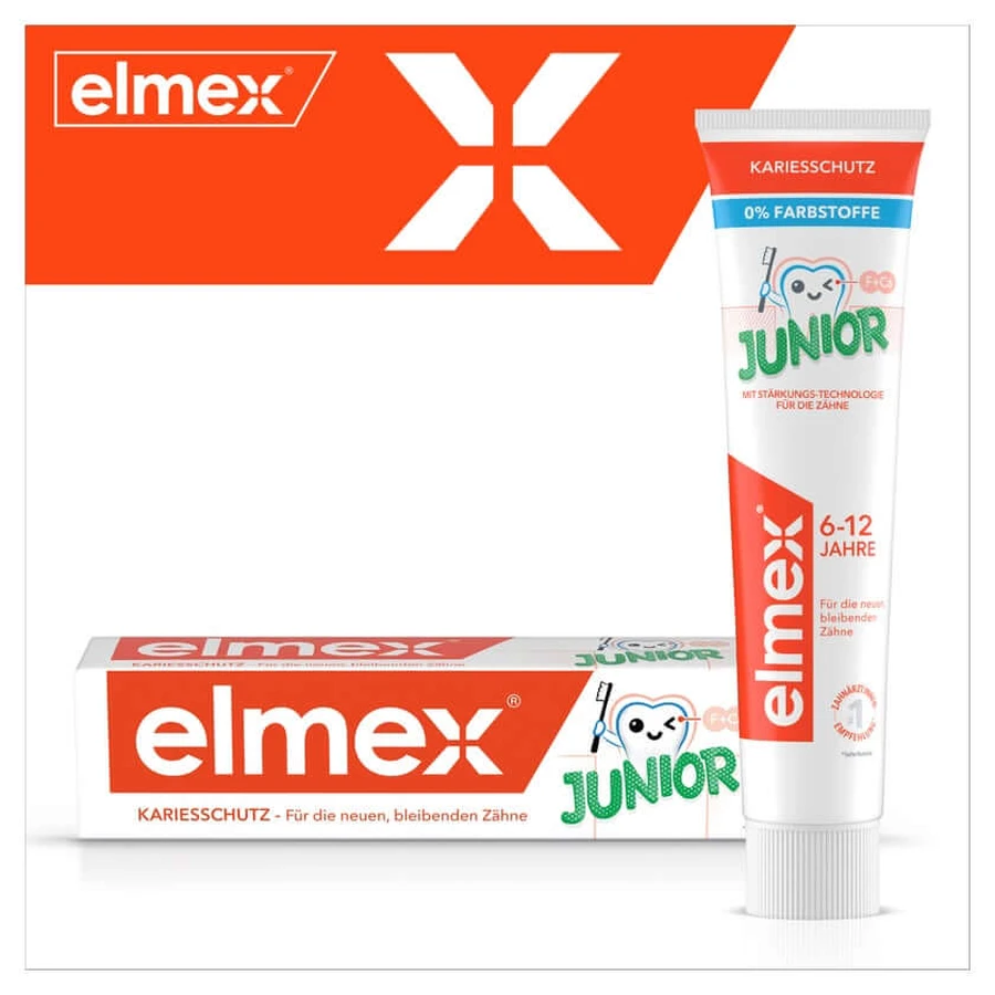 Pasta do zębów elmex Junior dla dzieci w wieku 6–12 lat, 2 x 75 ml: ceny i cechy