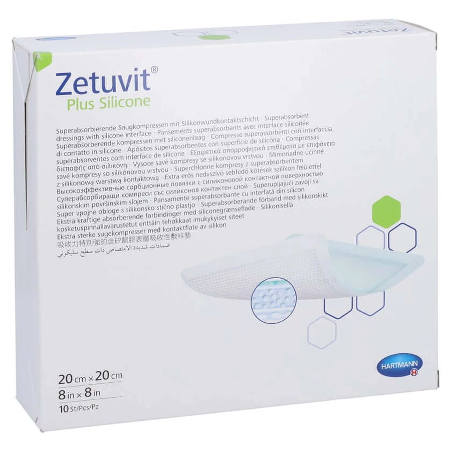 Zetuvit Plus Steriele siliconen, 20 x 20 cm, 10 stuks