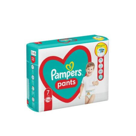 Pantaloni per pannolini Stop&Protect, n. 7, +17 kg, 38 pezzi,, Pampers