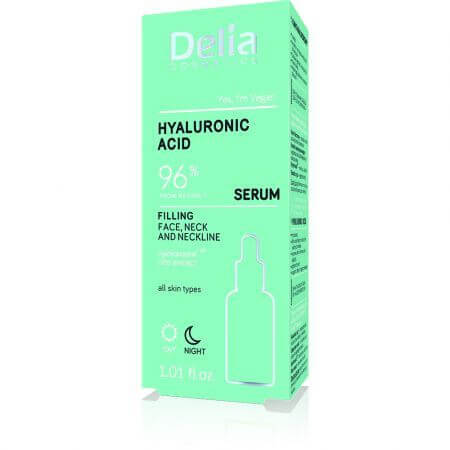 Anti-Falten-Serum für Gesicht, Hals und Dekolleté Hyaluronsäure-Füllung, 30 ml, Delia Cosmetics
