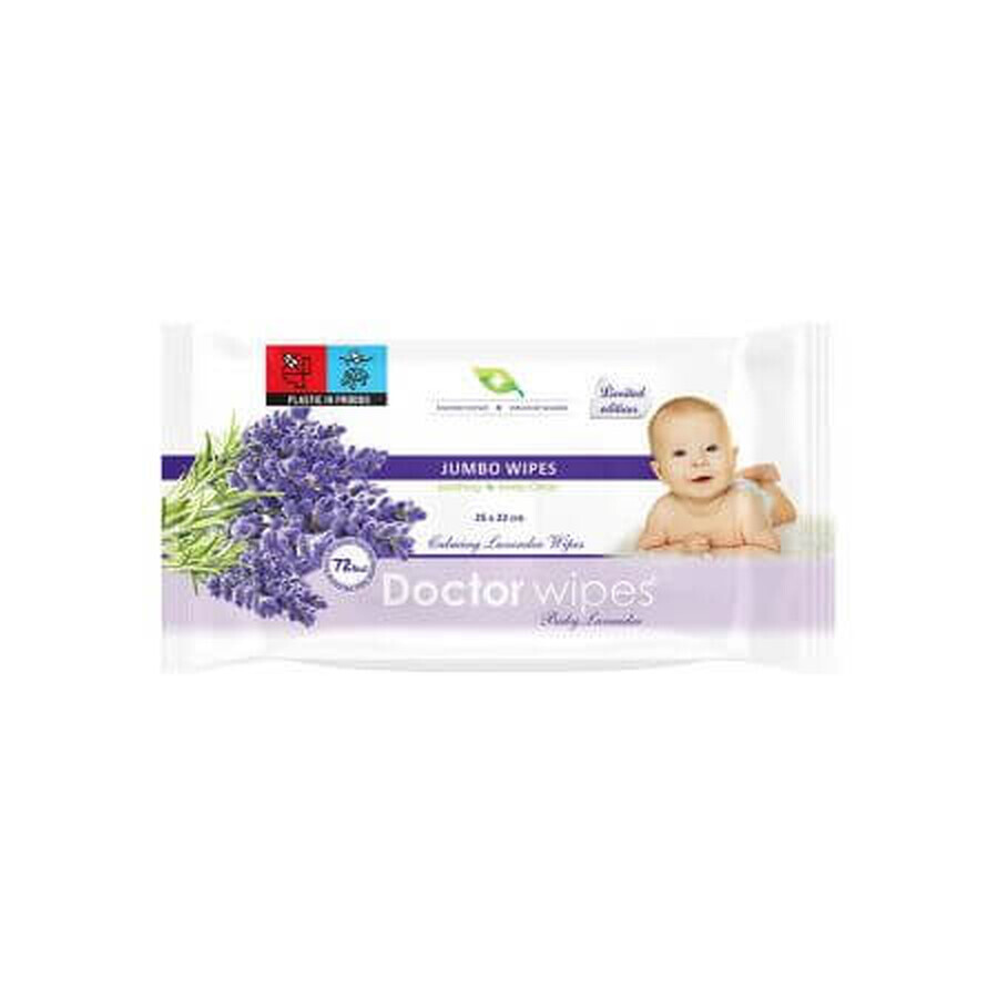 Salviettine umidificate alla lavanda Jumbo Pack, 72 pz, Doctor Wipes