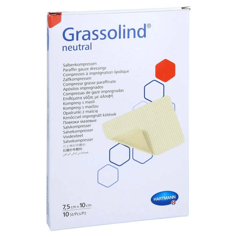 Compresele cu unguent Grassolind, 7,5 x 10 cm, pachet de 10 bucăți
