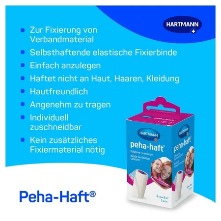 Peha zelfklevend fixatieverband, latexvrij, 8 cm x 4 m, 1 stuk
