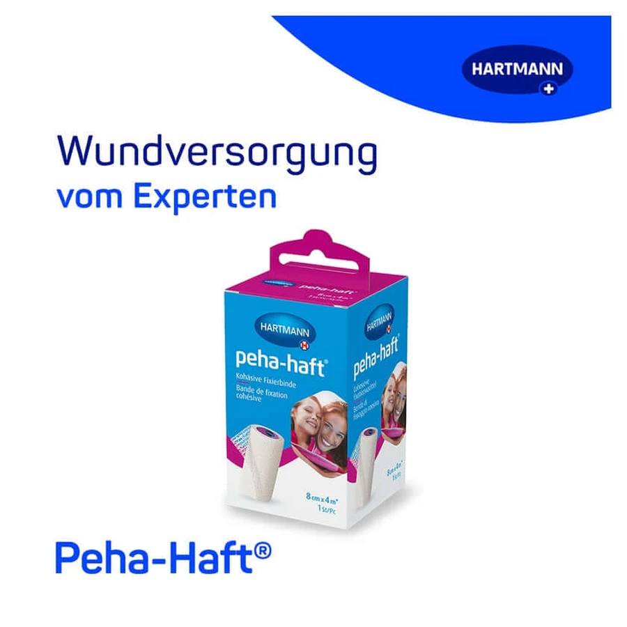 Peha zelfklevend fixatieverband, latexvrij, 8 cm x 4 m, 1 stuk