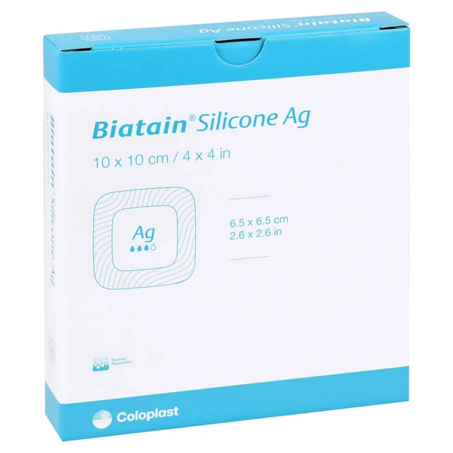 Biatain Silicone Ag Foam Dressing 10x10, 5 pcs