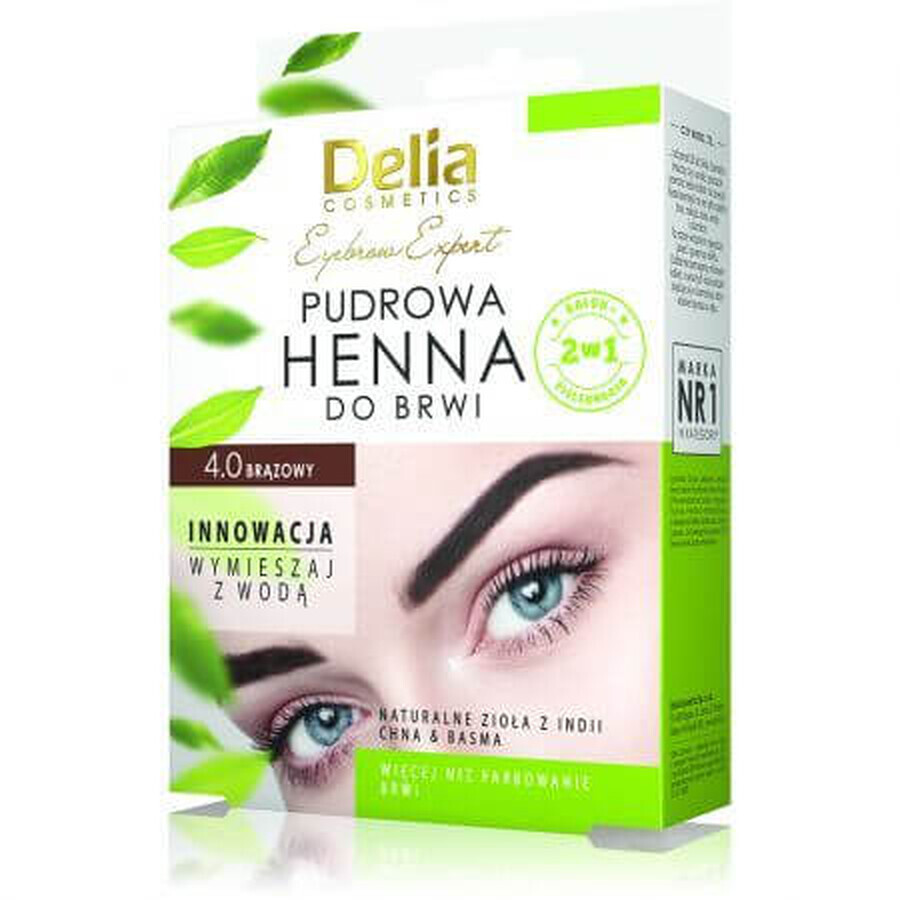 Poudre de henné pour sourcils, 4.0 brun, 4 g, Delia