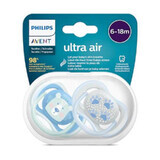 Sucette Avent Ultra Air 6-18 mois, bleu/vert x 2pcs, SCF 085/03