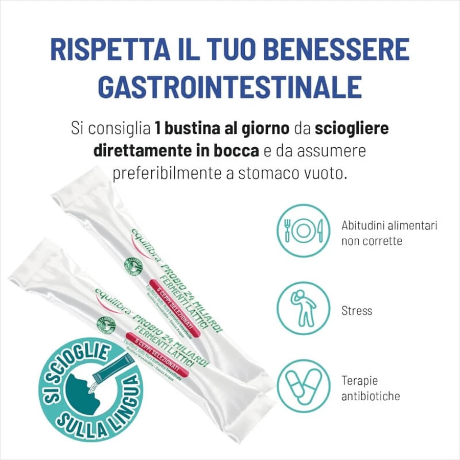 Equilibra Probio 24 Milliarden, 10 Stickpacks zum Auflösen in der Mundhöhle – Nahrungsergänzungsmittel für die Darmflora