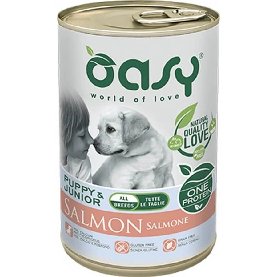 Oasy Puppy & Junior Salmon – kompletna karma dla szczeniąt wszystkich rozmiarów, 400 g: ceny i cechy