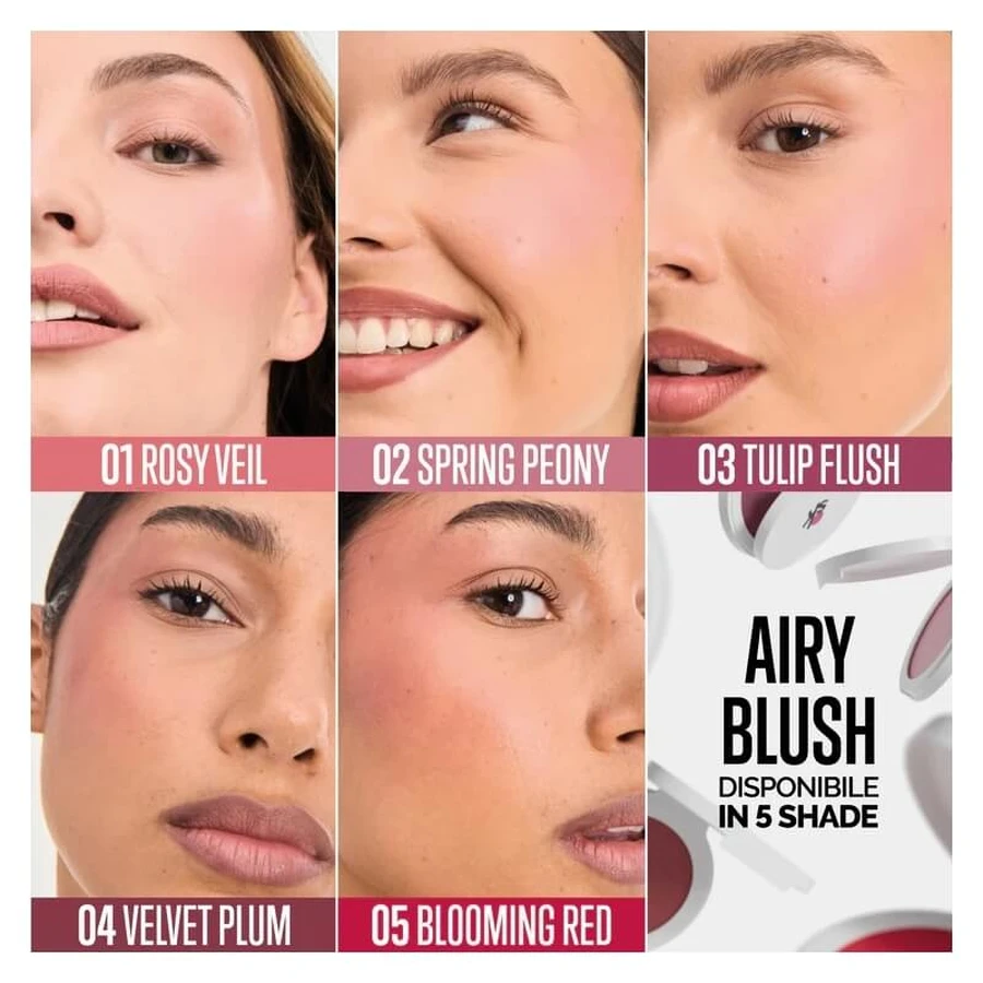 Veralab Airy Blush - Colorete compacto cremoso y difuminador n.º 04 Velvet Plum