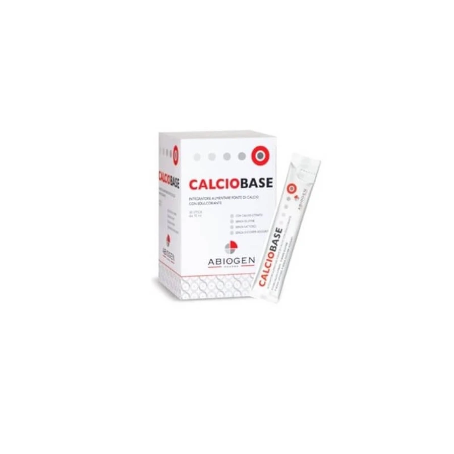 Abiogen pharma Calciobase – supliment alimentar pe bază de calciu, 30 de stick-uri a câte 10 ml (ambalaj deteriorat)