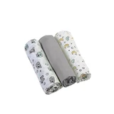 Babyono Set of 3 Gray Gauze Muslin Squares, 70x70 cm