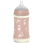 Suavinex Wonderland - Babyfles met langzame doorstroming en roze konijntje, 270 ml