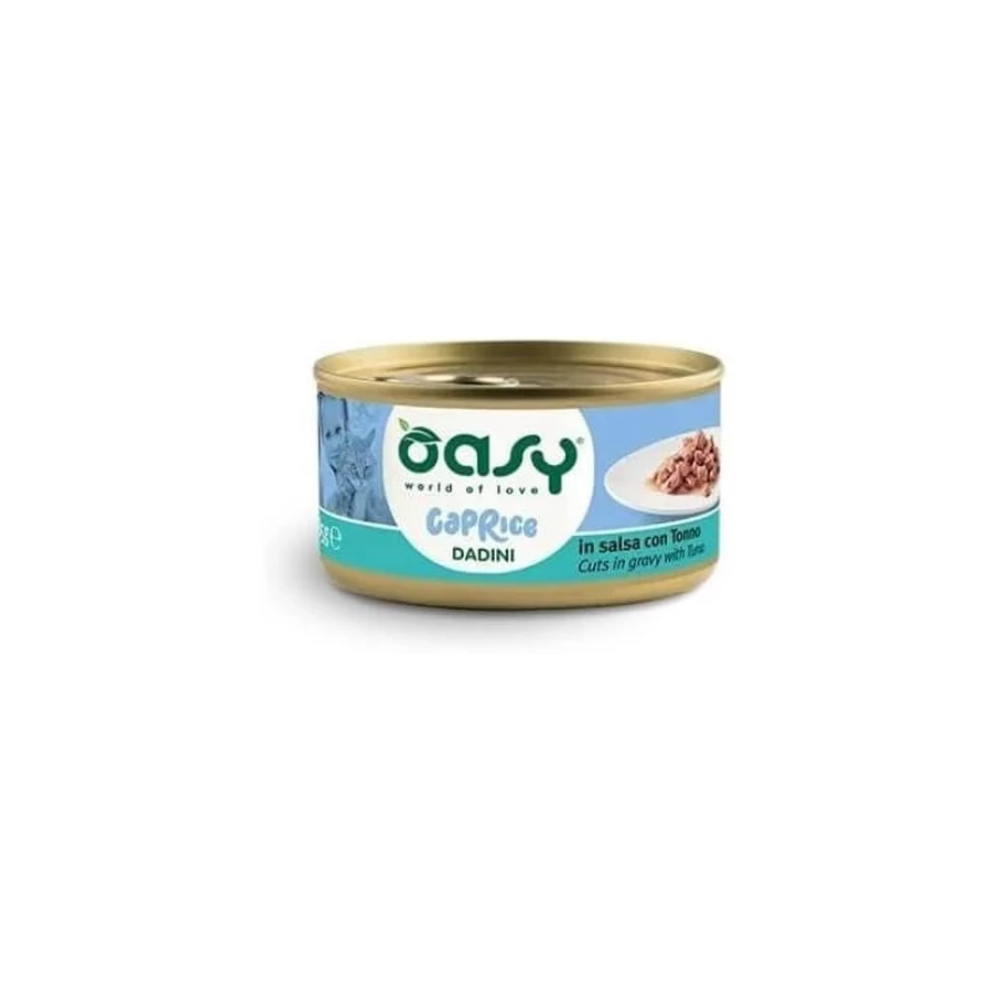 Oasy Caprice : morceaux de poulet à la sauce au thon - Aliment complet pour chats adultes, 85 g