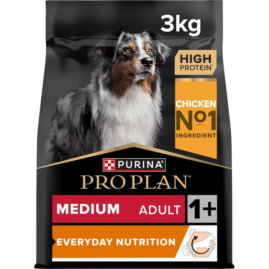 Purina Pro Plan Everyday Nutrition para perros adultos de tamaño mediano a partir de 1 año, con pollo - Pienso completo para perros, 3 kg