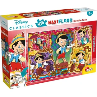 Lisciani Pinocchio Double-Sided Floor Puzzle, 108 Pieces, 70x50 cm