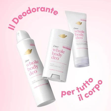 Dove Whole Body Deo cu zmeură și trandafir – cremă deodorantă pentru corp 75 ml