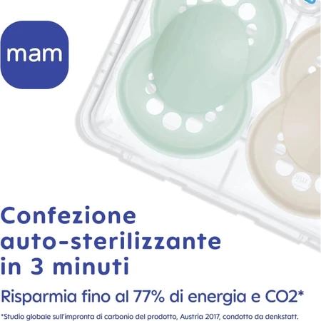 Mam Original Night - 2 chupetes de silicona, a partir de los 6 meses, color neutro - Diseños variados