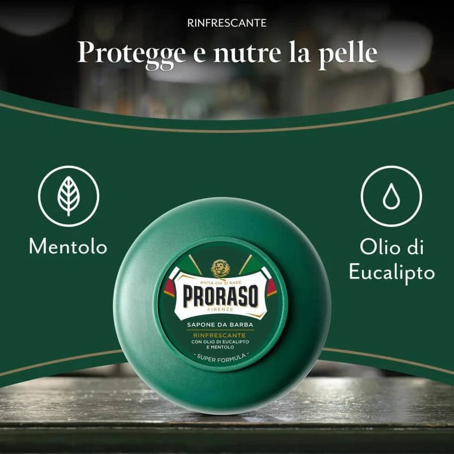 Proraso, săpun de bărbierit profesional și răcoritor, cu ulei de eucalipt și mentol, 150 ml