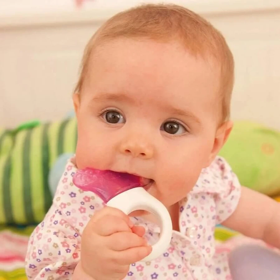 Mam Mini-Kühlbeutel & Clip ab 2 Monaten – Rosa Beißring