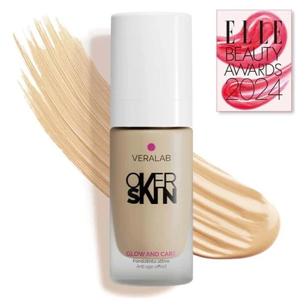 Veralab Overskin glow and care - fondotinta attivo, luminoso e idratante n. 4.5 brown sugar