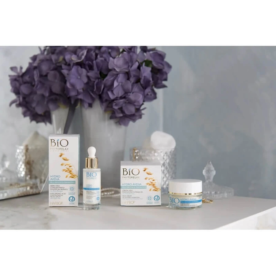Phytorelax Bio Hydro Oats - Crema facial hidratante intensiva de 24 horas con ácido hialurónico, 50 ml