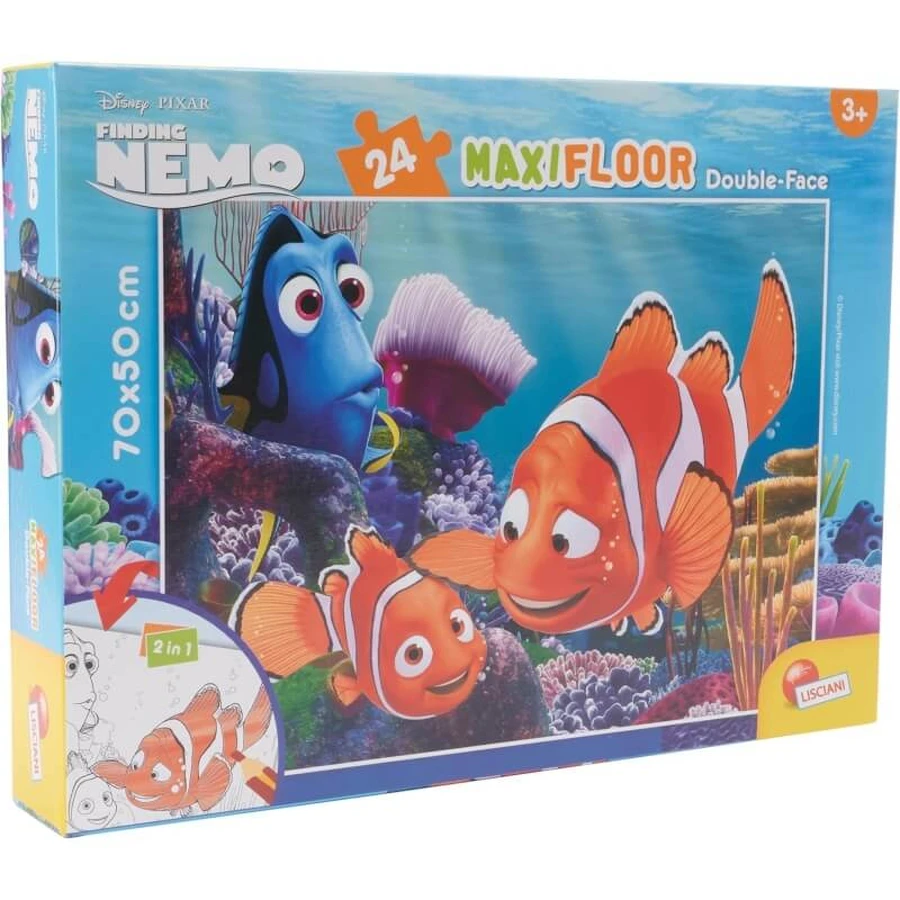 Lisciani Disney Nemo - 24-piece maxi floor double-sided puzzle with a coloring page on the back