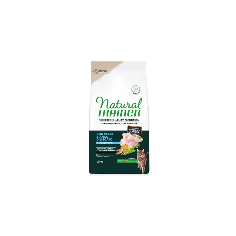 Natural Trainer Selected Quality Gesteriliseerde Witte Vis - Compleet voer voor gecastreerde katten, 1,25 kg