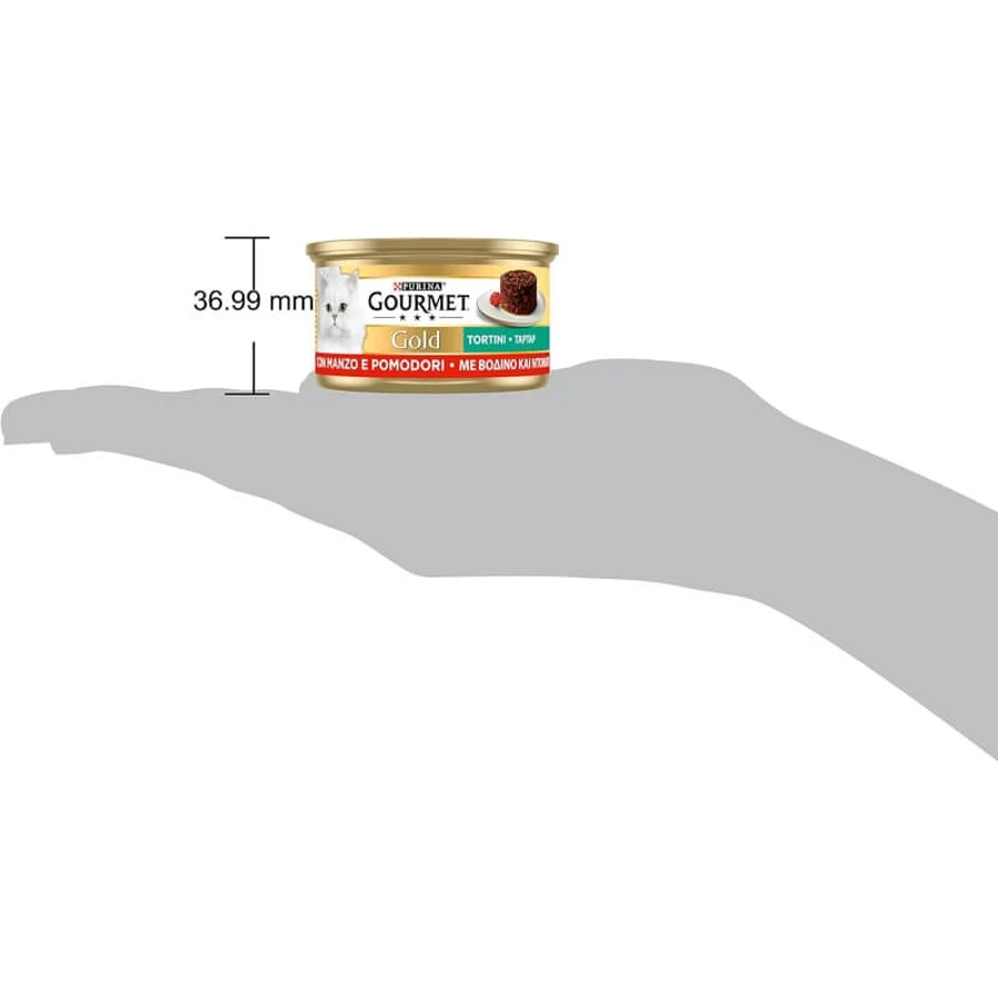 Purina Gourmet Gold Rindfleisch- und Tomatenhäppchen – Alleinfuttermittel für ausgewachsene Katzen, 85 g