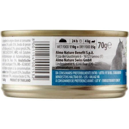 Almo Nature HFC Atún natural, pollo y queso - Comida húmeda para gatos, 70 g