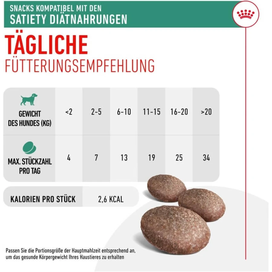 Royal Canin Treats Satiety Diets – gustări dietetice pentru câini, destinate controlului greutății și senzației de sațietate, 230 g