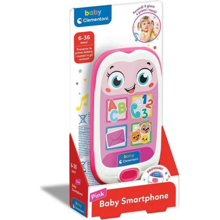 Smartfon dla niemowląt Clementoni – zabawka dla dzieci w wieku od 6 do 36 miesięcy – różowy: ceny i cechy