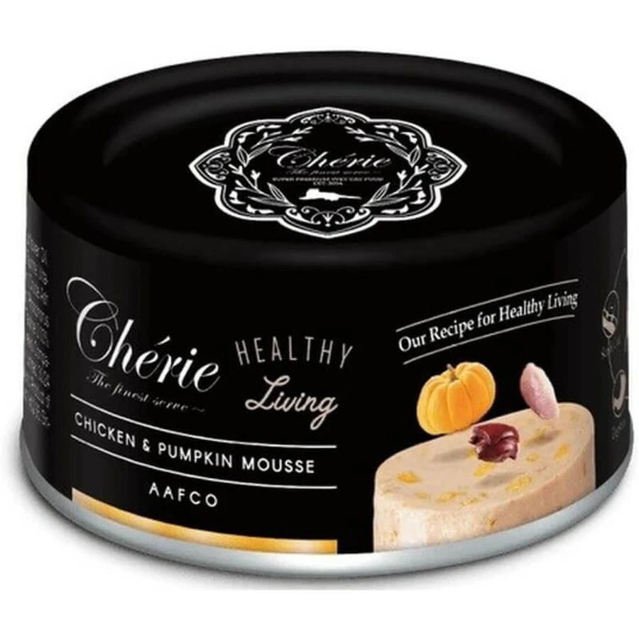 Cherie Kip- en pompoenmousse – Compleet kattenvoer, 80 g