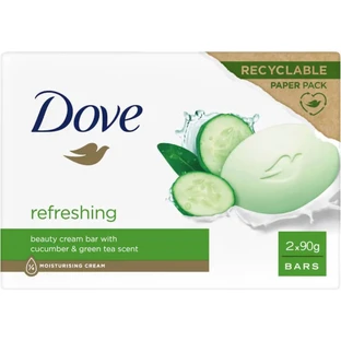 Jabón en barra Dove Beauty Cream Bar Refreshing - 2 pastillas de 90 g cada una
