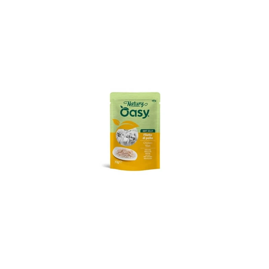 Oasy Wet Cat Natury Soft Jelly Filet de poulet - Aliment complémentaire pour chats adultes, 70 g