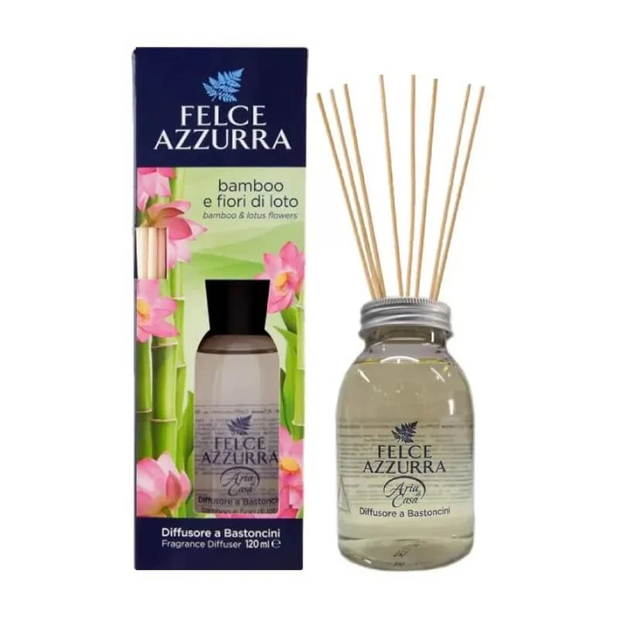 Helecho de bambú azul y flores de loto - Difusor de varillas de 120 ml