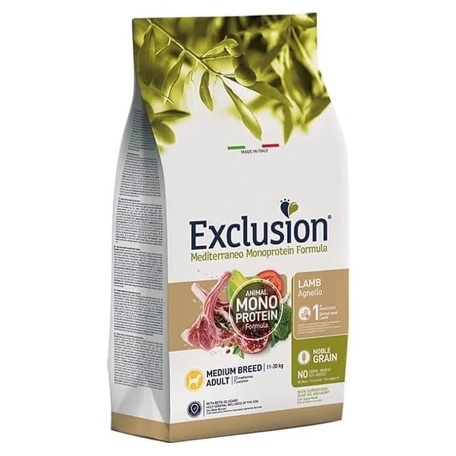 Exclusion Mediterraneo Noble Grain Lamb – kompletna karma dla dorosłych psów średniej wielkości, 3 kg: ceny i cechy